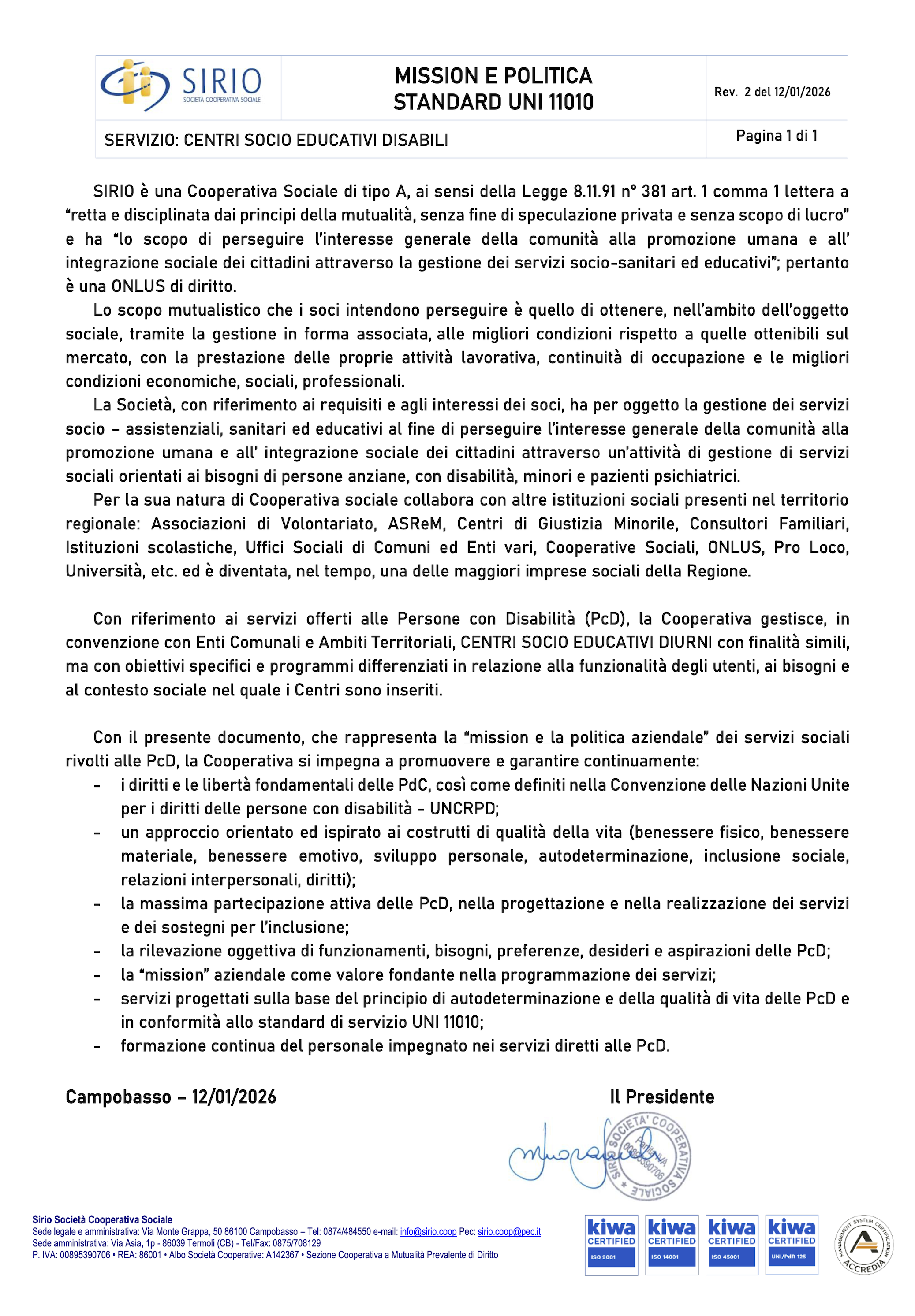 CSE disabili - Mission e Politica